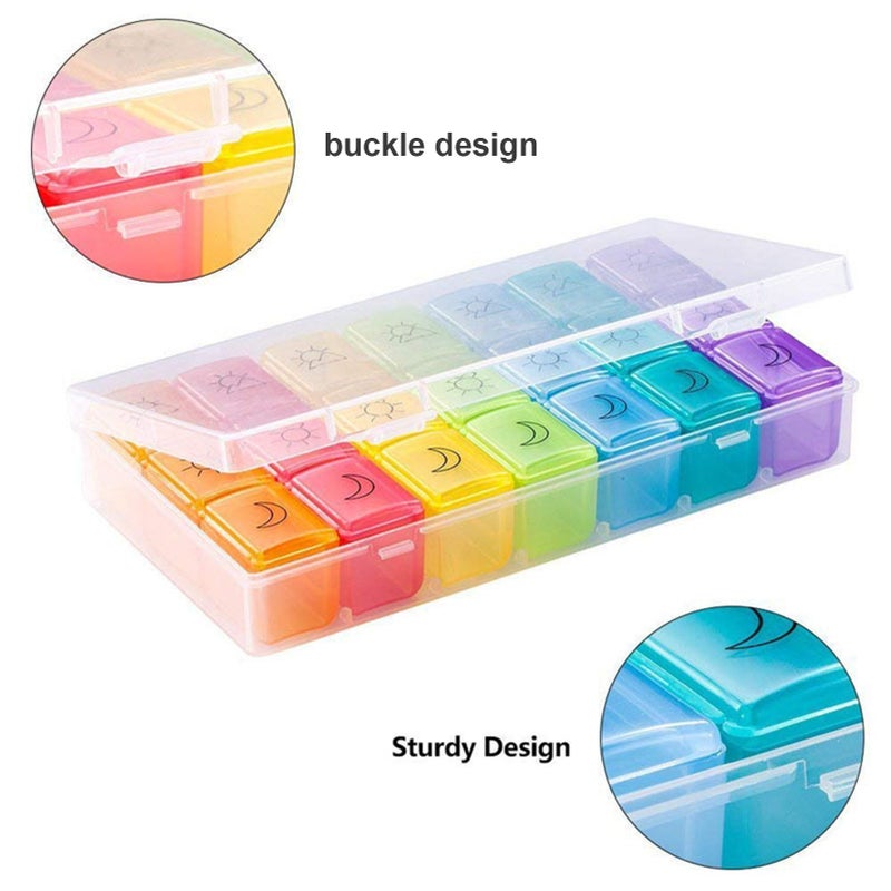 Medicine Case Medicine Box Pill Organizer Pill Box Moisture-Proof Pill Case Medication Reminder Portable Travel Container for Vitamins Fish Oil Compartments - Image 5