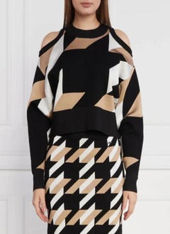 BOSS Crew Neck Knitted Crop Sweatshirt  - Image 1