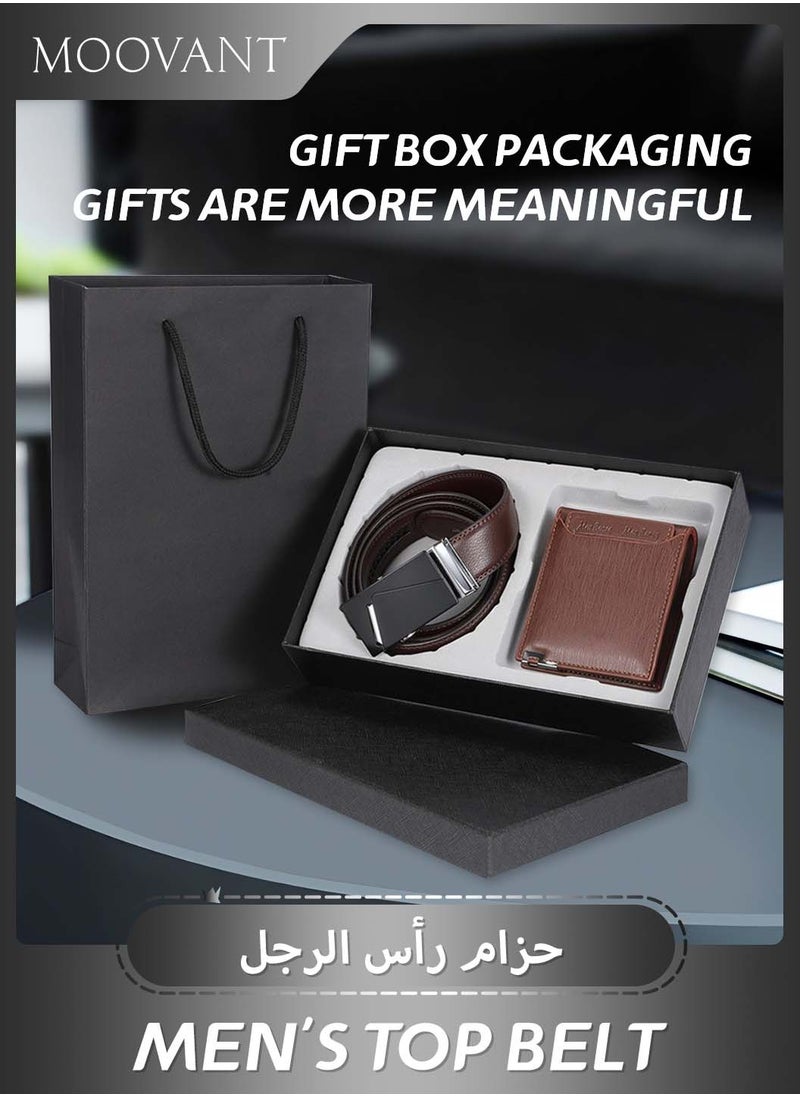 4PCS Belt and Wallet Purse Set, Genuine Leather Belt & Portable Leather Wallet Present Set for Men, with Gift Box and Bag, Brown - pzsku/ZBAEBD69F6B9B95EFFBCCZ/45/_/1722567136/1ce89e6b-475c-49eb-be10-c14c738df082