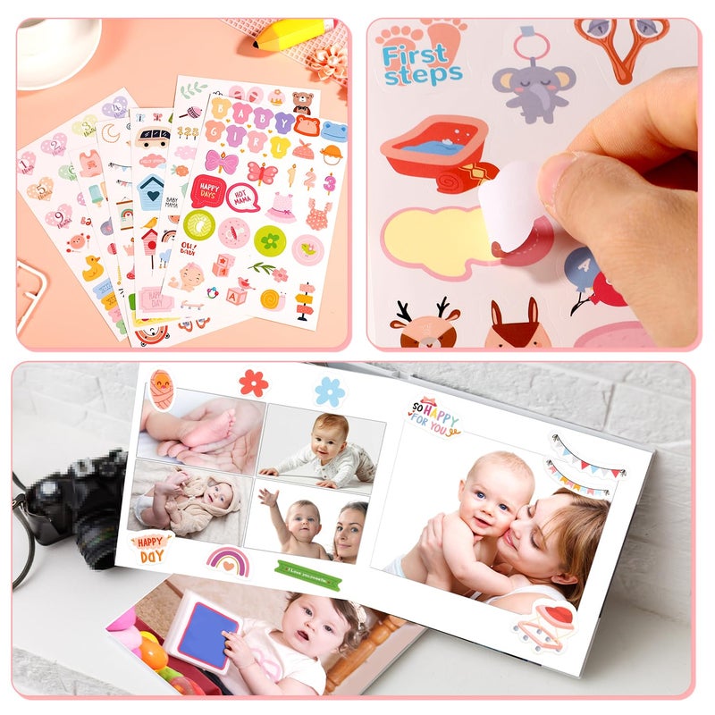 XIHIRCD 12 Sheets Multicolored Baby Girl Stickers for Scrapbooking, Cute Baby Scrapbook Decal Stickers, Paper Material, Cartoon Style, Decorative Stickers - Image 4