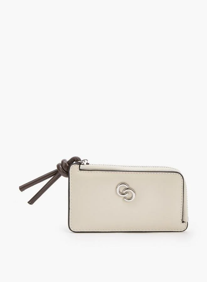 Logo Accent Wallet With Zip Closure