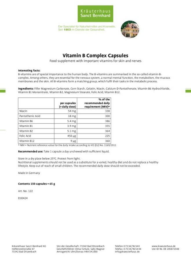 Sanct Bernhard Vitamin B Complex Capsules - Image 4