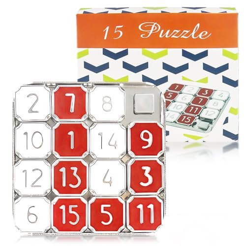 rytopt Slide Puzzle Number Puzzle for Adult Red and White Number Sliding Educational Learning Games - Image 1