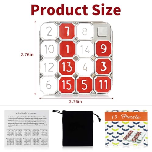 rytopt Slide Puzzle Number Puzzle for Adult Red and White Number Sliding Educational Learning Games - Image 5