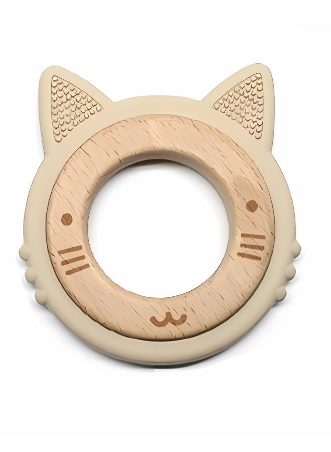 Twisoo Twisoo Rabbit Teething Toys - Wooden Ring Baby Teethers for 0-6M & 6M+, Newborn Essentials, Cream  - Image 1