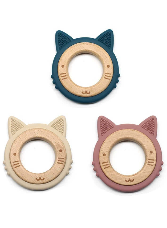 Twisoo Twisoo Rabbit Teething Toys - Wooden Ring Baby Teethers for 0-6M & 6M+, Newborn Essentials, Cream  - Image 5