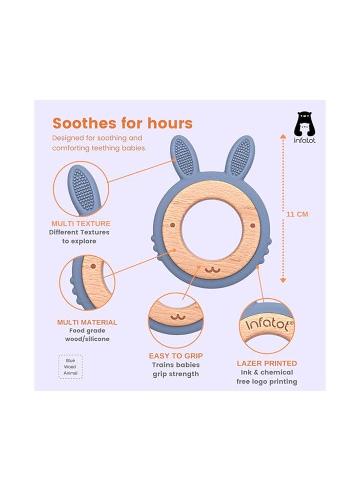 Twisoo Twisoo Rabbit Teething Toys - Wooden Ring Baby Teethers for 0-6M & 6M+, Newborn Essentials, Cream  - Image 4