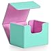 ZLCA Card Deck Box for Trading Cards MTG Commander Deck Box Holds 120 Single Sleeved Cards Leather Magnetic Card Storage Case Fits for TCG CCG Turquois Pink - Image 3