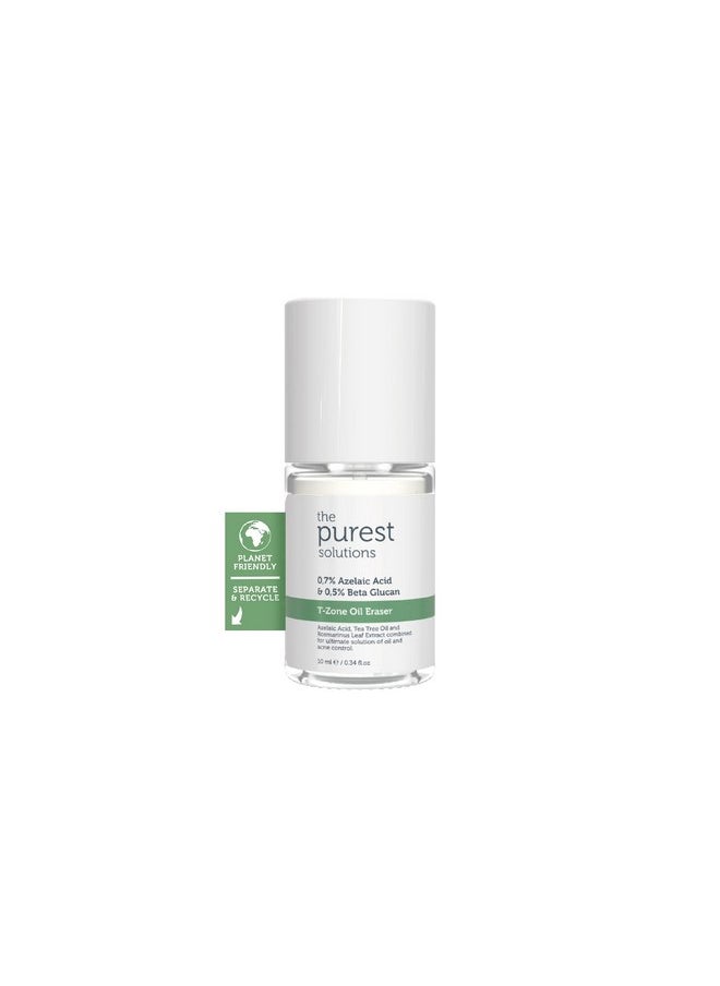 the purest solutions - The Purest Solutions T-Zone Oil Eraser (0.7% Azelaic Acid & 0.5% Beta Glucan) - Oily and Acne-Prone Skin Care - Anti-Blemish - Sebum Balancing & Oil Absorbing for T-Zone - Vegan (0.34 fl. oz) - Image 1
