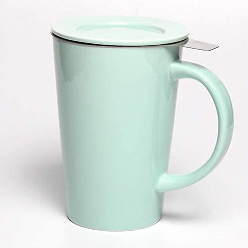 كلاراكو كوب شاي سيراميك من كلاركو، سعة 450 مل، مع مصفاة وغطاء، كوب شاي أخضر مع فلتر للشاي والحليب والقهوة وأوراق الشاي السائبة - Image 2