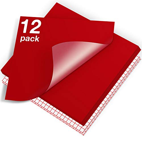 HTVRONT Red Permanent Vinyl  12 Pack Vinyl for Cricut  10 Sheets 12 x 12  2 Transfer Tape Sheets for Party Decoration Sticker Craft Cutter Car Decal Glossy