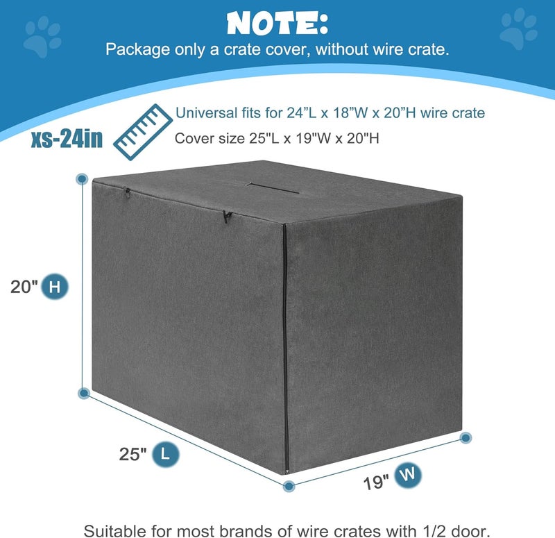Deblue Double Doors Dog Crate Cover, Privacy Polyester Pet Kennel Cover Universal Fits for 24 Inches Wire Dog Crate (Grey) - Image 2