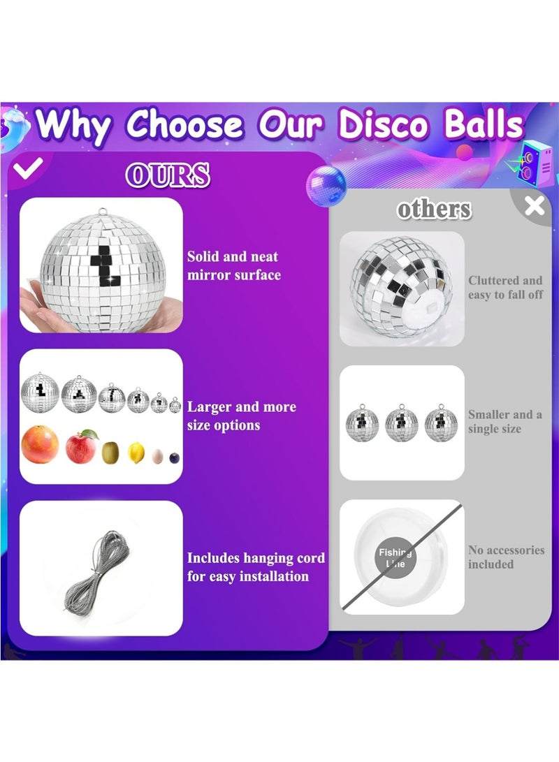 YOUGE 25 Pcs Silver Bright Disco Ball Decor, 3CM / 5CM /4CM/ 6CM Silver Bright Reflective Mirror Balls, Used for Party Decoration, Lighting Effects, Home Decoration, Stage Props - Image 3