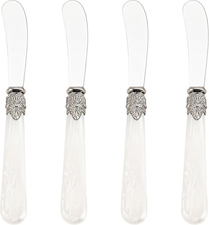 Pink 4-Piece Stainless Steel Cheese Knife Set - Elegant and Ergonomic Design for Easy Cheese and Pizza Cutting - Ideal for Entertaining and Everyday Use - Image 1