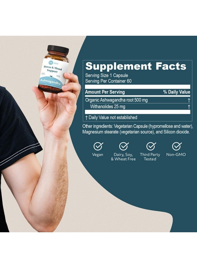 R-U VED RU Ved Ashwagandha Ayurvedic Supplement Stress and Mood Support (60 Capsules) - Image 3