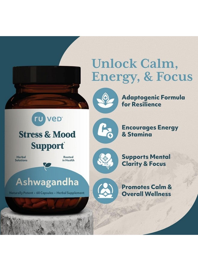 R-U VED RU Ved Ashwagandha Ayurvedic Supplement Stress and Mood Support (60 Capsules) - Image 2