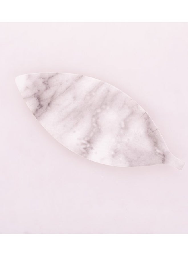 Bright Designs Melamine Matt Leaf Serving Plate 
Set of 2 (L 36cm W 15cm) White Marble - Image 2