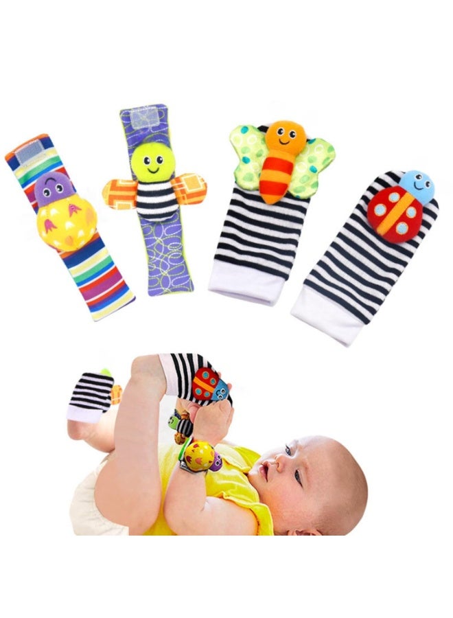 erorex Baby Wrist Rattles and Foot Finder Socks Set Colorful Animal Plush Toys for Infant Development and Sensory Learning - Image 1