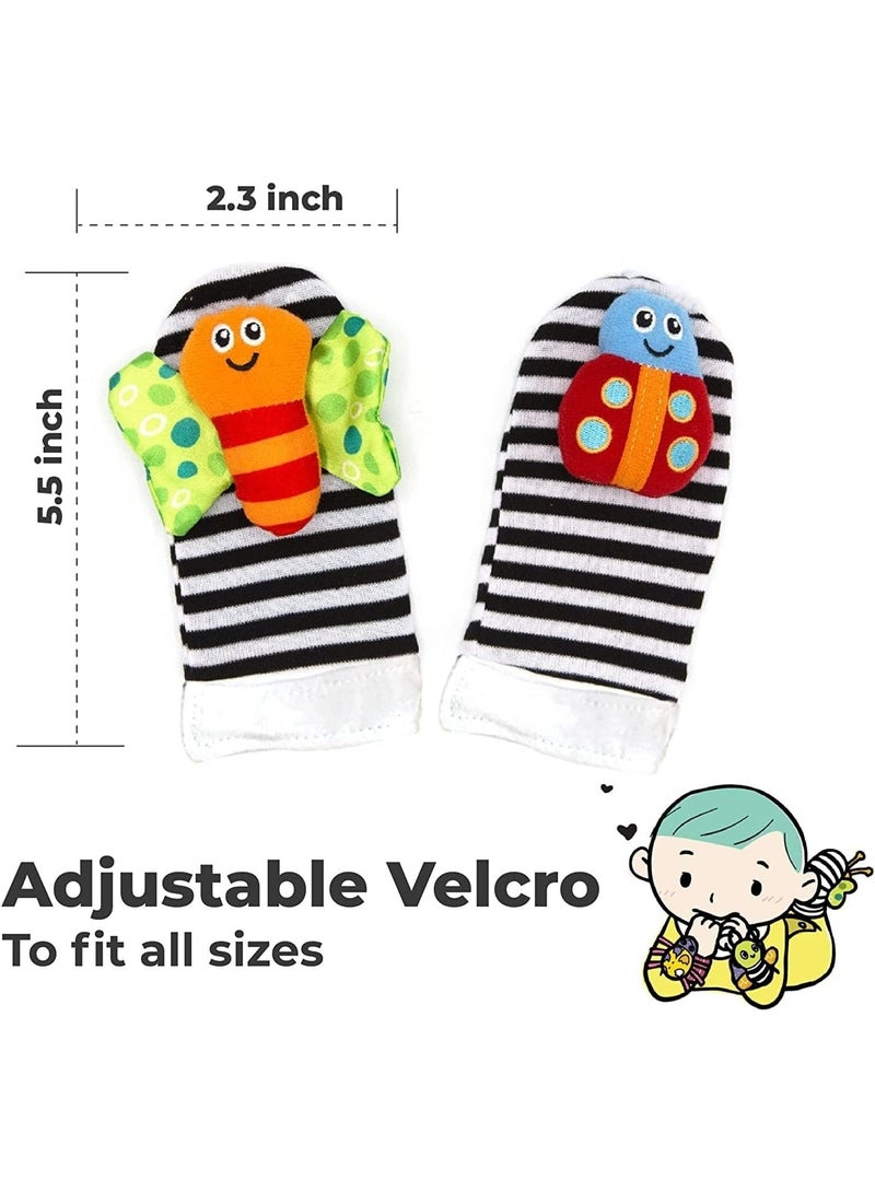 erorex Baby Wrist Rattles and Foot Finder Socks Set Colorful Animal Plush Toys for Infant Development and Sensory Learning - Image 4