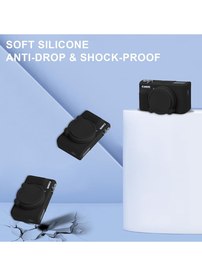 Silicone Camera Case for Canon PowerShot SX740/ SX730 Digital Camera, SX740 Camera Soft Case Cover Rubber Camera Sleeve with Removable Lens Cover, Black - Image 4