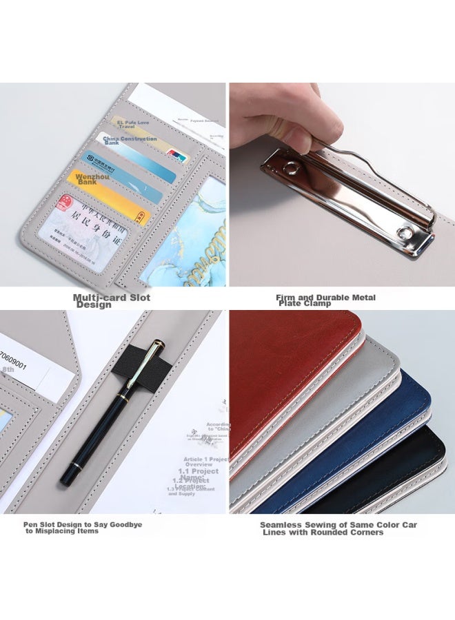 Simaa A4 High-end Leather Folder, Business Office Folding Clipboard, Writing Board, Meeting Folder, Signing Clipboard, Multifunctional Briefcase, Black - Image 2
