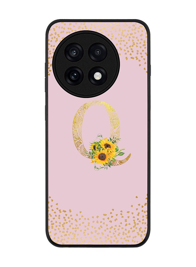 Stylizedd For OnePlus 13R / Ace 5 Pro Case,Slim fit Camera Protection, Shockproof Thin Phone cover  - Custom Floral Monogram - Q  (Pink )