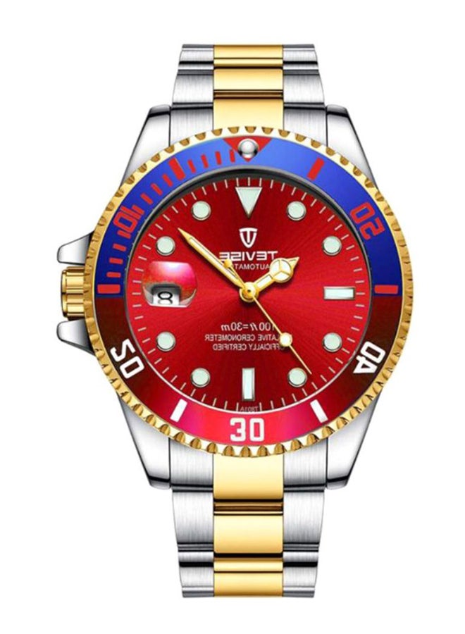 تيفيز ساعة يد بعقارب وسوار من الستانلس ستيل طراز T801 - مقاس 42 مم - فضي/ذهبي men - Image 2