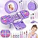 PERRYHOME Kids Makeup Sets for Girls 58 59 Pcs Washable Real Cosmetic Set with Mirror NonToxic Girls Makeup Kit Toddler Nail Polish Kit Princess Toys Birthday Gifts for 312 Years OldPurple - Image 2
