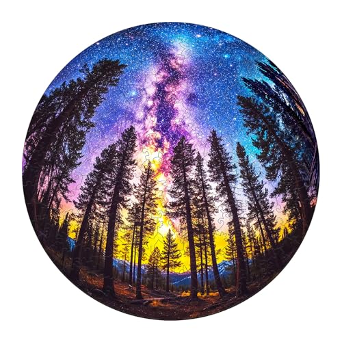 Jigfoxy Wooden Puzzle for Adults Galactic Forest Jigsaw Puzzles for Adult Unique Animal Shape Wood Cut Puzzles Christmas Thanksgiving Gifts for Friends Family M114 114in200pcs - Image 1