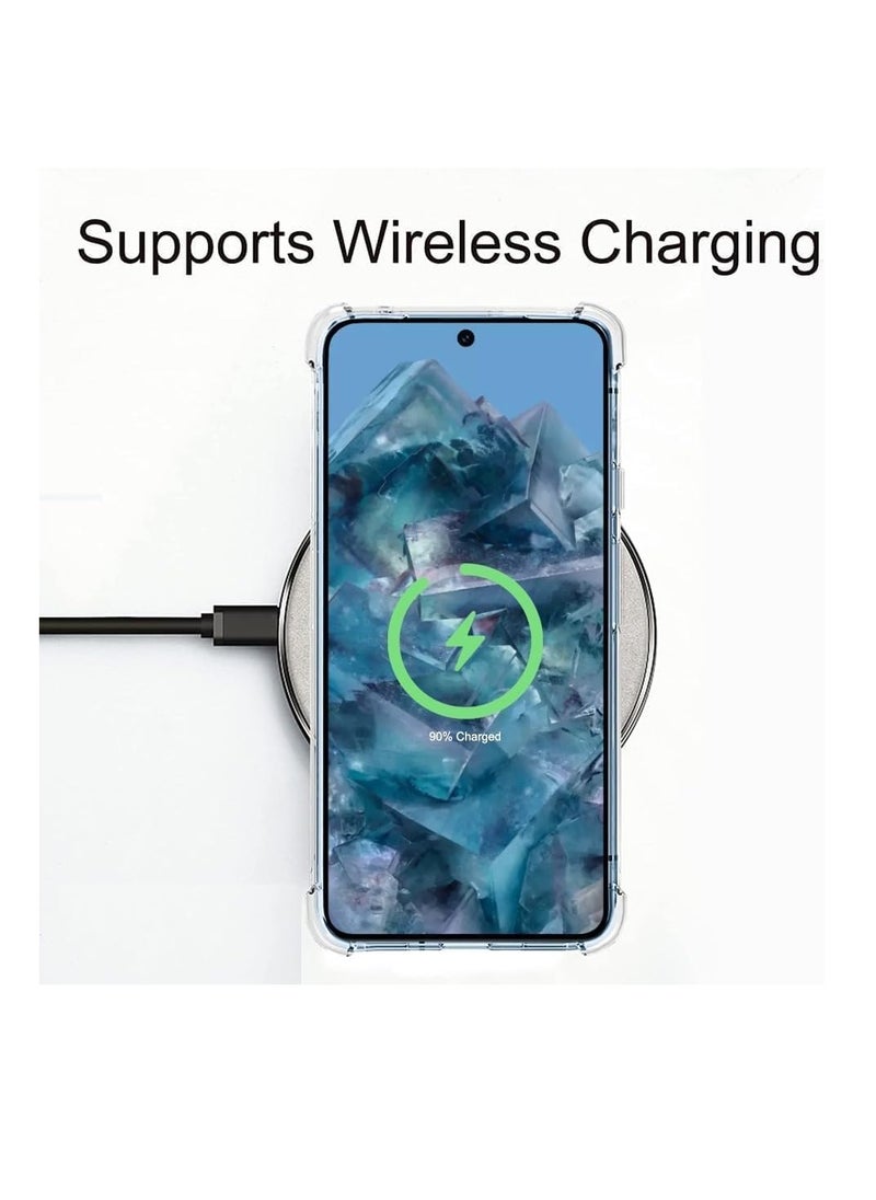 [1+2] For Google Pixel 8 Clear Case with Tempered Glass Screen Protector(2pcs), Soft TPU Four Corner Bumper Airbag Anti-drop Protection, Ultra-thin Transparent Cover (Google Pixel 8)