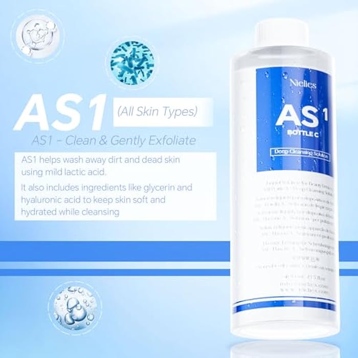 Nielies AS1 Hydro facial Serum 3 x 400ml – Skin Aqua Peeling Solution for Hydro Facial Solution, Hydrogen Oxygen Facial Machine, Hydrodermabrasion & Microdermabrasion Machine - Image 3