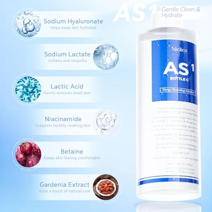 Nielies AS1 Hydro facial Serum 3 x 400ml – Skin Aqua Peeling Solution for Hydro Facial Solution, Hydrogen Oxygen Facial Machine, Hydrodermabrasion & Microdermabrasion Machine - Image 2