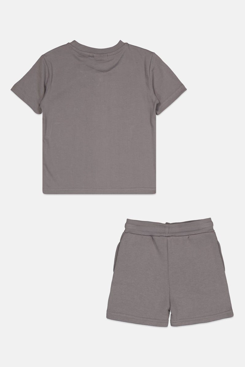 Nicce Toddlers 2 Peices Boy Brand Logo Top And Short Set, Grey  - Image 2