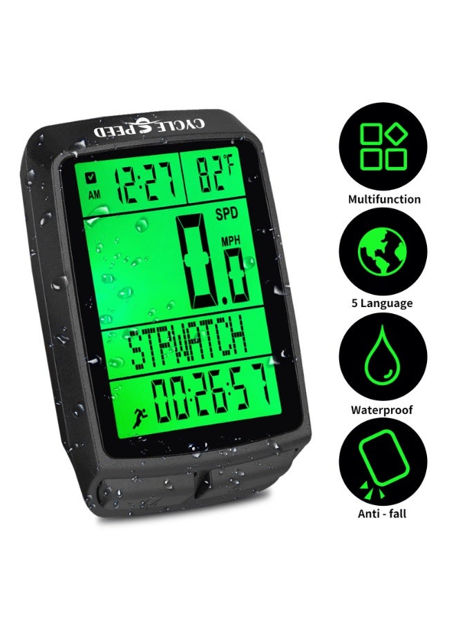 Wireless Bicycle Computer, 5-Language 2.36-Inch LED Screen, IPX7 Waterproof, 1-Year Battery Life, Multifunction Backlight Cycling Computer, MTB Road Bike Compatible - Image 1