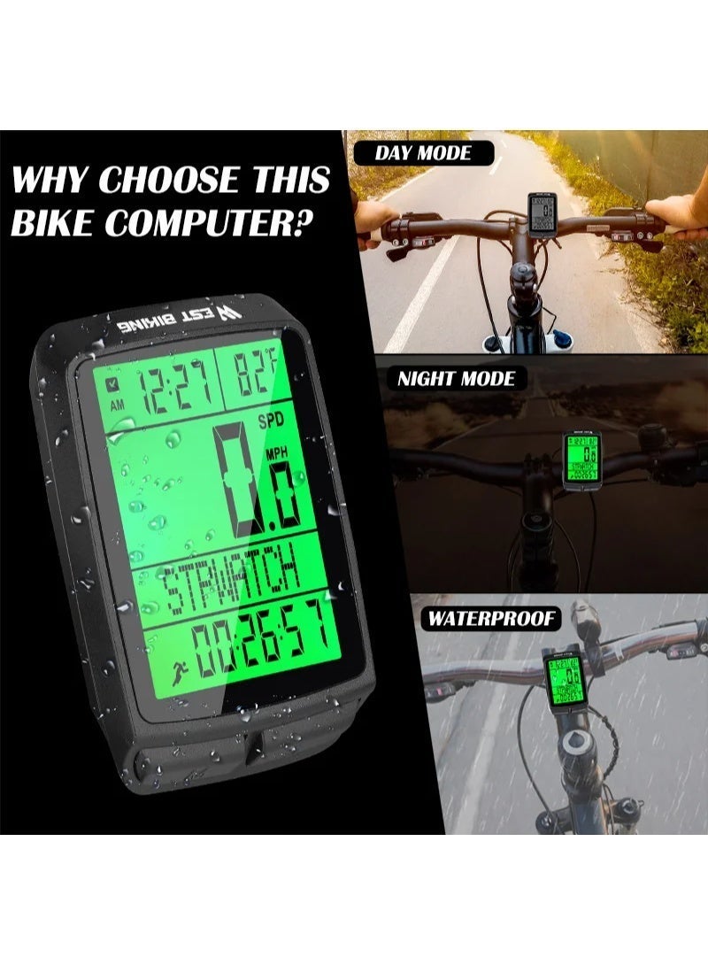 Wireless Bicycle Computer, 5-Language 2.36-Inch LED Screen, IPX7 Waterproof, 1-Year Battery Life, Multifunction Backlight Cycling Computer, MTB Road Bike Compatible - Image 3