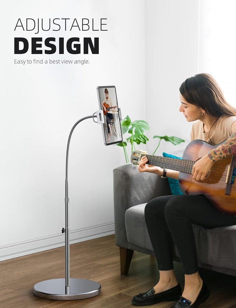 Lamicall Tablet Floor Stand Gooseneck - Swivel Tablet Holder Mount with Adjustable Height & 10.6lb Stable Base, for iPad mini Air Pro 12.9/9.7, Tab, Kindle, iPhone Air 17 Pro Max, Phones (4.7-13") - Image 1