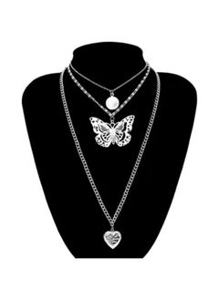 Generic Multi-Layer Necklace Heart Pattern Butterfly Necklace 