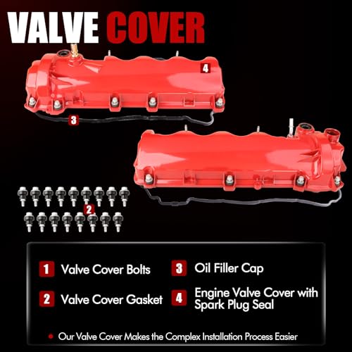 MITZONE Upgrade Left and Right Aluminum Valve Cover Kit Compatible with Ford Lincoln Mercury Explorer F-150 F-250 F-350 F-450 F-550 Mustang Expedition Mark LT Navigator Mountaineer 4.6L 5.4L 2004-2018 - Image 5