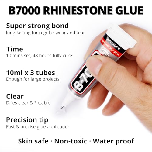 Worthofbest 31000Pcs Rhinestones for Bedazzling, 3mm Bedazzler Kit with Flatback Rhinestones for Clothes Crafting Crafts Nails Clothing, Flat Back Resin Rainbow Colorful Colored Crystal with B 7000 Glue Clear - Image 5