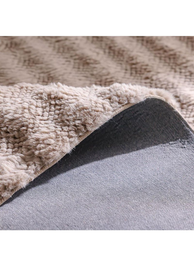 DANUBE HOME Textra Soft Fur Design Rug  Polyester Area Rug Floor Covering L150xW80cm-Beige  - Image 2
