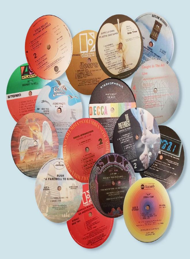 Generic - Rock and Roll Vinyl Record Label Coasters, Genuine Upcycled Vintage Vinyl Records - Image 1