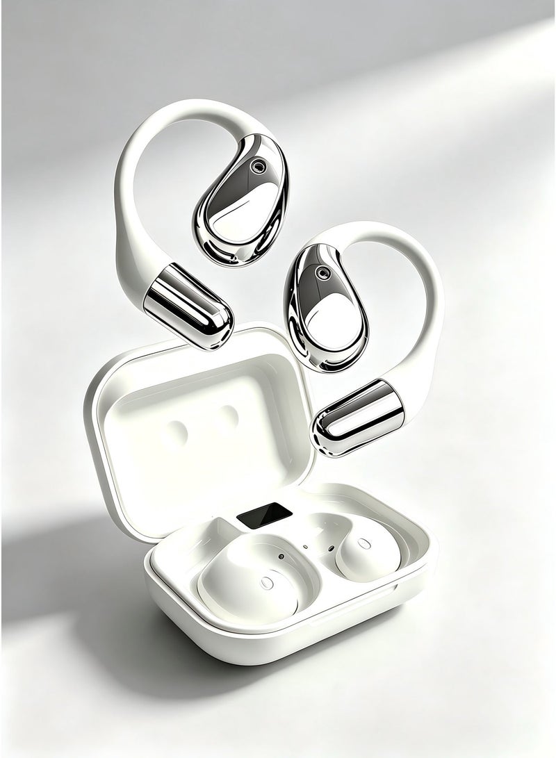 X5S EarHook Bluetooth Earbuds,True Wireless Earbuds, Open Ear Bluetooth 6.0 Headphones 2-Mics ANC Clear Call, OWS Earbuds Touch Control, IPX4 Waterproof TWS,Perfect for Running and Fitness Light-Weight Earphones,  White - Image 1