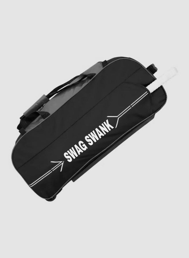 حقيبة أدوات الكريكيت من SWAGSWANK، سعة 45 لترًا، جيب مخصص للمضرب، مصنوعة من البوليستر المقاوم للماء، مزودة بأحزمة كتف قابلة للتعديل (أسود) - Image 5