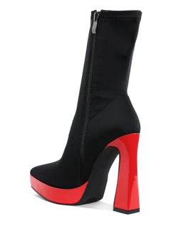 London Rag Contrasting Platform Detail Sock Boots in Black and Red  - Image 3