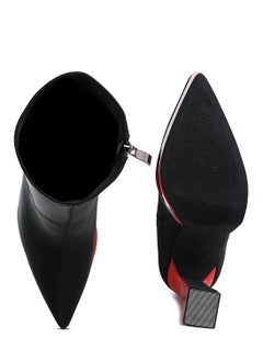 London Rag Contrasting Platform Detail Sock Boots in Black and Red  - Image 4