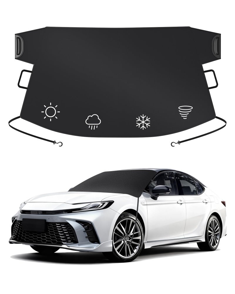 Fluxelle Windshield Cover for Ice and Snow | 600D Upgraded Heavy Duty Oxford Fabric | Car Snow Cover for Most Sedans, SUVs, Trucks | Protection from Snow, Ice, Frost | Winter Car Accessories (67"x48") - Image 1
