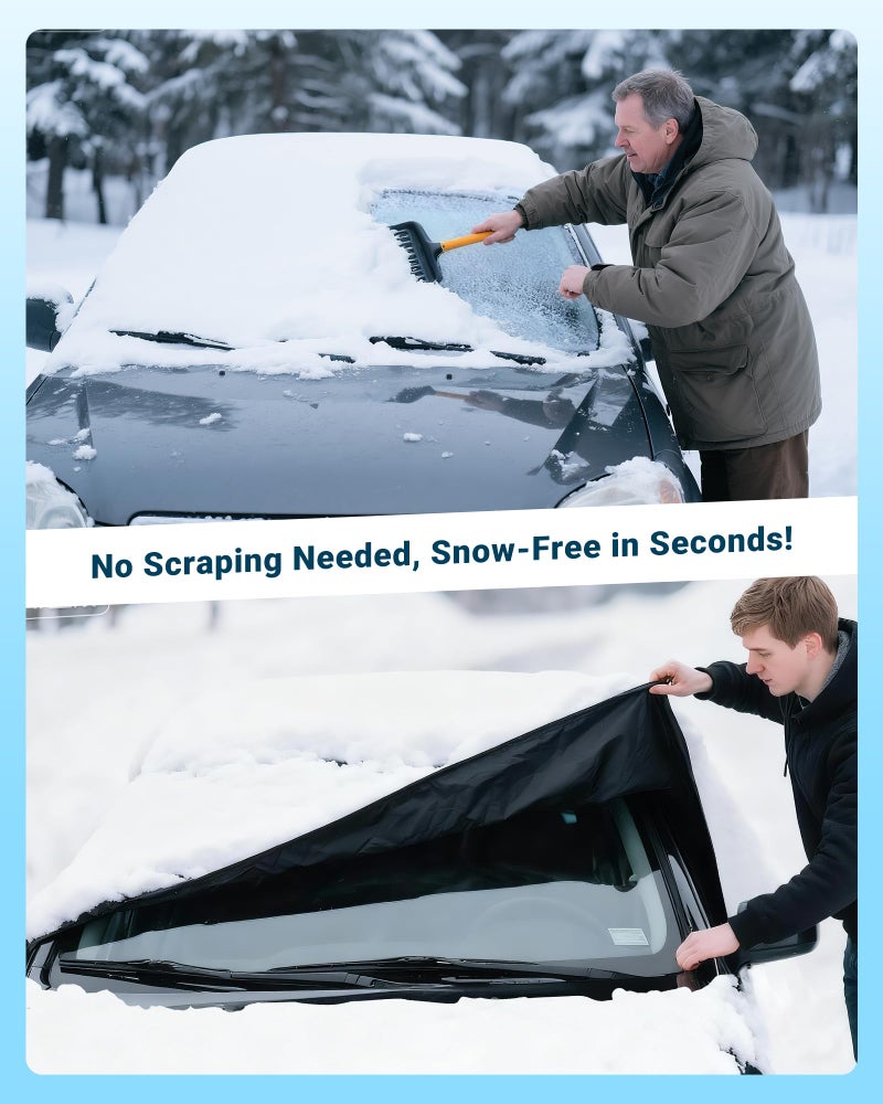 Fluxelle Windshield Cover for Ice and Snow | 600D Upgraded Heavy Duty Oxford Fabric | Car Snow Cover for Most Sedans, SUVs, Trucks | Protection from Snow, Ice, Frost | Winter Car Accessories (67"x48") - Image 2