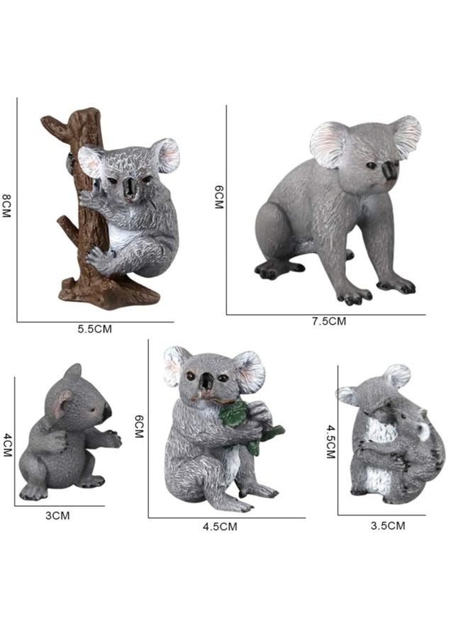هالامودو نماذج حيوانات عائلة كوالا 5 قطعة ، مجموعة لعبة كوالا الواقعية ، زينة الحيوانات البرية ، ألعاب معرفية حديقة حيوانات الغابة ، هدايا عيد ميلاد الأطفال - Image 1
