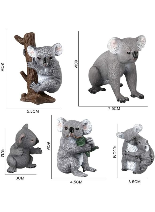 هالامودو نماذج حيوانات عائلة كوالا 5 قطعة ، مجموعة لعبة كوالا الواقعية ، زينة الحيوانات البرية ، ألعاب معرفية حديقة حيوانات الغابة ، هدايا عيد ميلاد الأطفال - Image 2