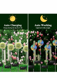 Y&D Solar Lights Outdoor Decorative, 2 PCS 16 LED Dandelion Garden Waterproof String Stake IP65 Colorful for Yard, Lawn, Pathway and Wedding  - Image 2